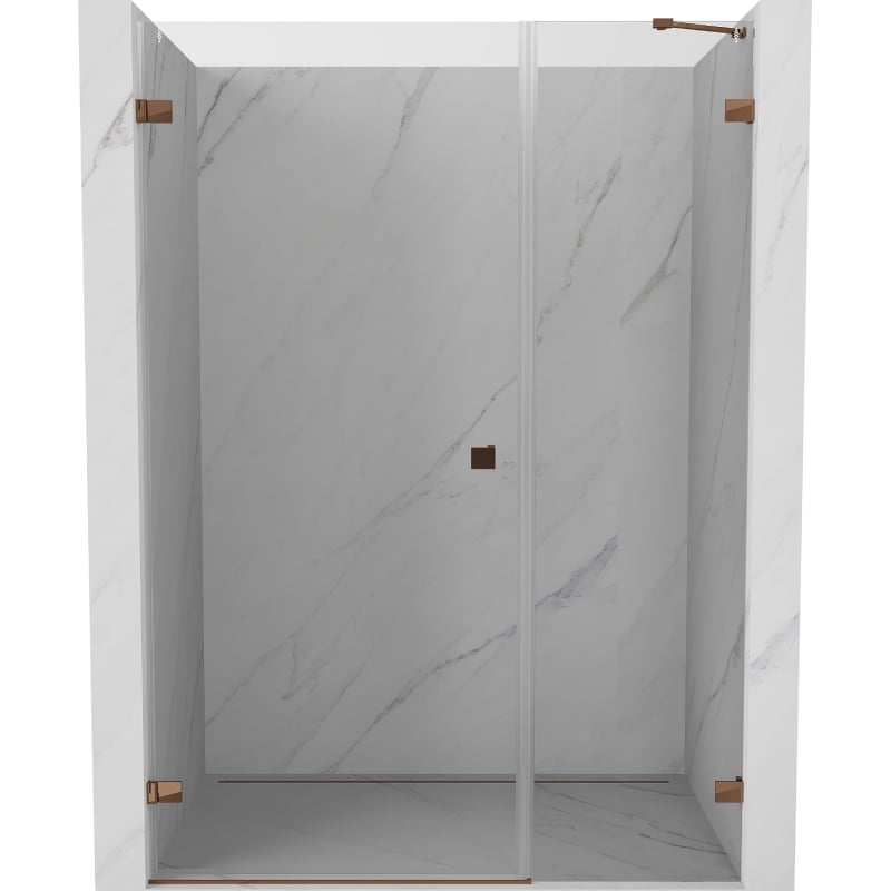 Mexen Lunar-B drzwi prysznicowe uchylne lewe 140 cm, transparent, różowe złoto - 832S-140-050-60-00-L