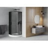 Mexen Rio kabina prysznicowa półokrągła 80 x 80 cm, grafit, czarna + brodzik Rio, biały - 863-080-080-70-40-4710
