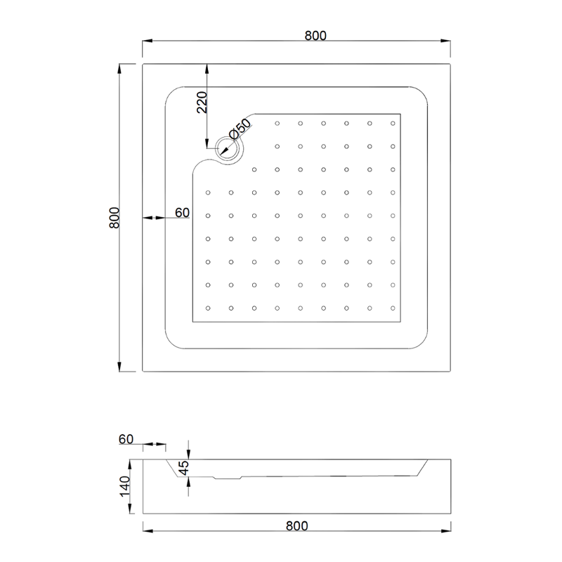Mexen Rio kabina prysznicowa kwadratowa 80 x 80 cm, czarne pasy, czarna + brodzik Rio, biały - 860-080-080-70-20-4510
