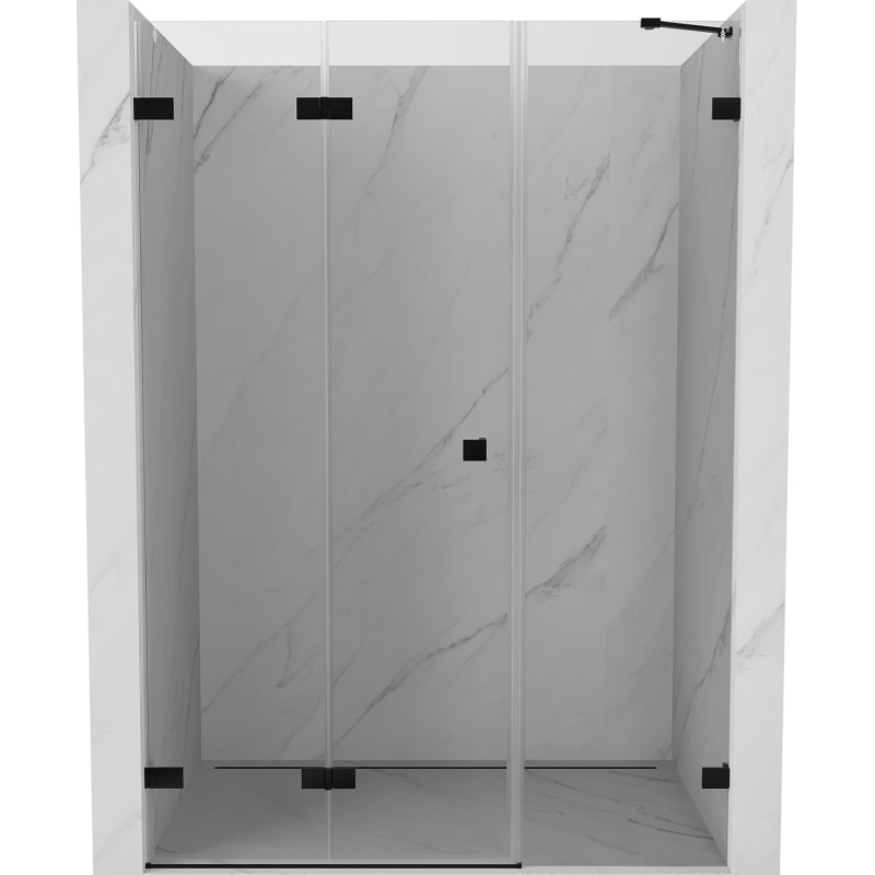 Mexen Lunar-F drzwi prysznicowe składane lewe 145 cm, transparent, czarne - 836S-145-050-70-00-L