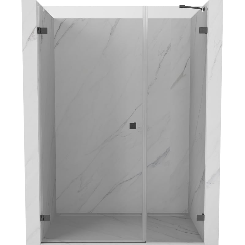 Mexen Lunar-B drzwi prysznicowe uchylne lewe 130 cm, transparent, gun gray szczotkowany - 832S-130-050-66-00-L