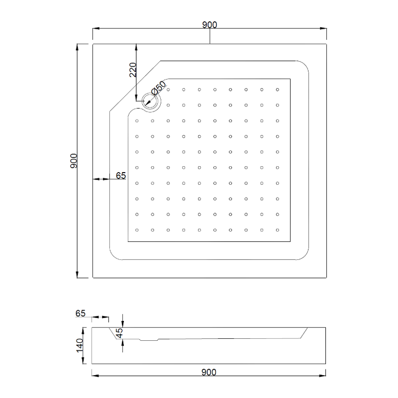 Mexen Rio kabina prysznicowa kwadratowa 90 x 90 cm, szron, czarna + brodzik Rio, biały - 860-090-090-70-30-4510