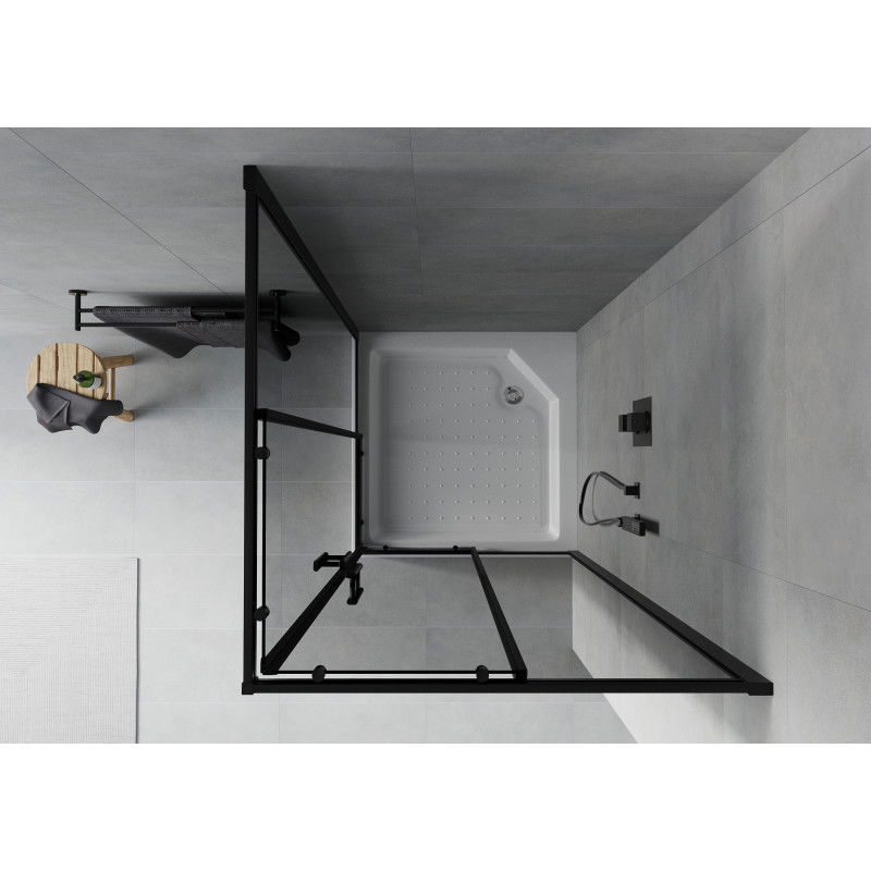 Mexen Rio kabina prysznicowa kwadratowa 90 x 90 cm, grafit, czarna + brodzik Rio, biały - 860-090-090-70-40-4510