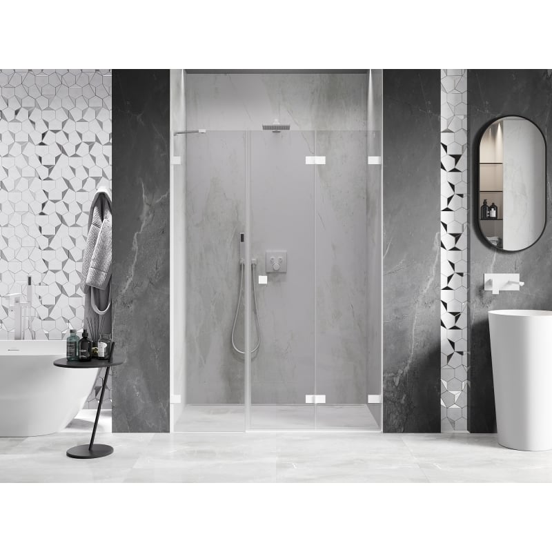Mexen Lunar-F drzwi prysznicowe składane prawe 125 cm, transparent, białe - 836S-125-050-20-00-P