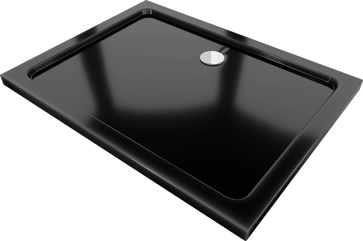Mexen Flat brodzik prostokątny slim 110 x 80 cm, czarny, syfon chrom - 40708011