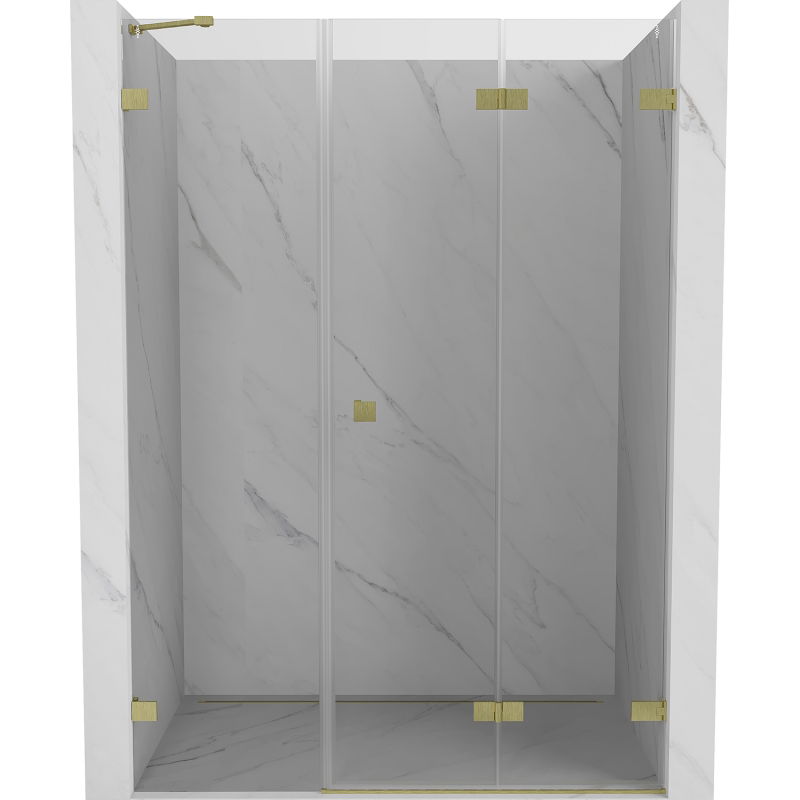 Mexen Lunar-F drzwi prysznicowe składane prawe 125 cm, transparent, złote szczotkowane - 836S-125-050-55-00-P