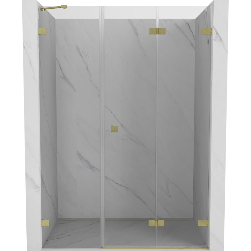 Mexen Lunar-F drzwi prysznicowe składane prawe 135 cm, transparent, złote szczotkowane - 836S-135-050-55-00-P
