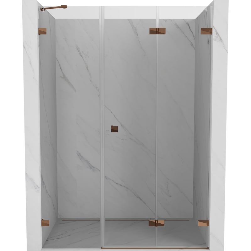 Mexen Lunar-F drzwi prysznicowe składane prawe 130 cm, transparent, różowe złoto - 836S-130-050-60-00-P