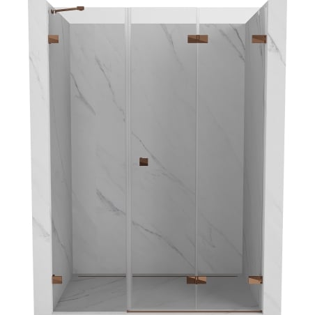 Mexen Lunar-F drzwi prysznicowe składane prawe 145 cm, transparent, różowe złoto - 836S-145-050-60-00-P