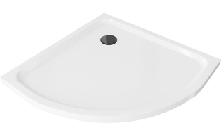 Mexen Flat brodzik półokrągły slim 100 x 100 cm, biały, syfon czarny - 41101010B