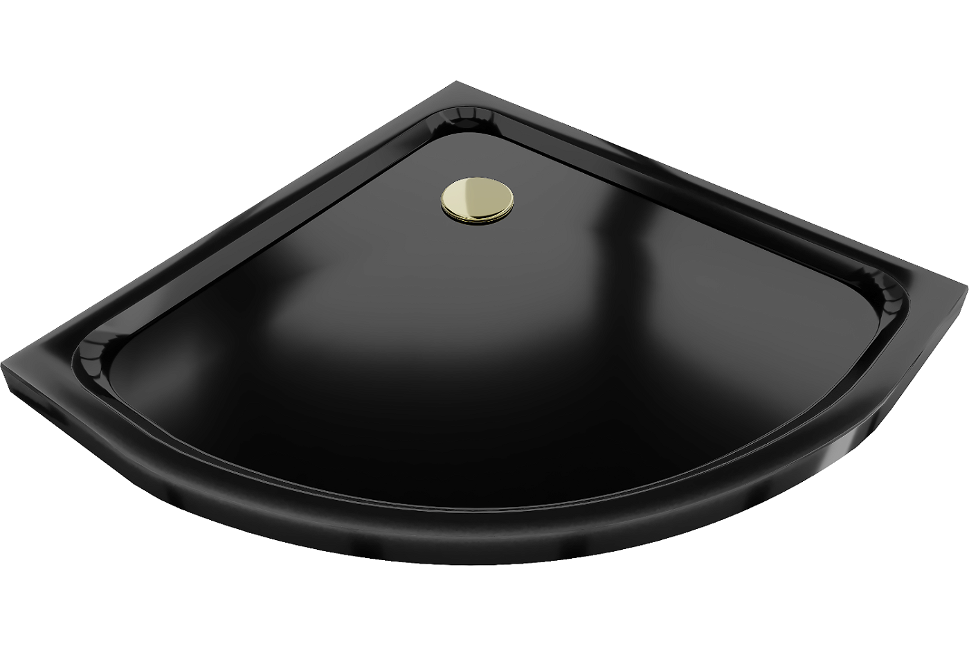 Mexen Flat brodzik półokrągły slim 100 x 100 cm, czarny, syfon złoty - 41701010G