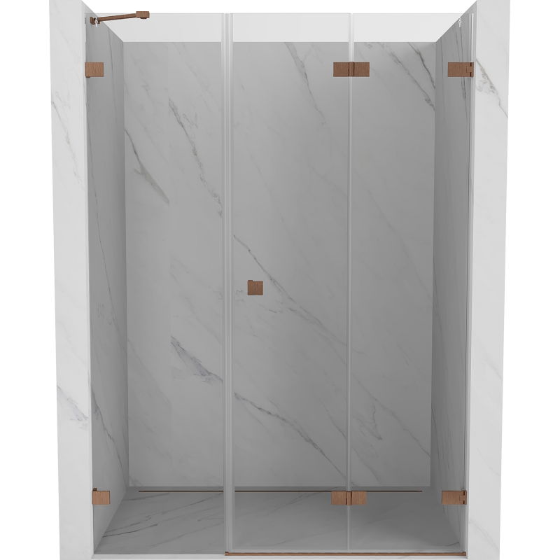 Mexen Lunar-F drzwi prysznicowe składane prawe 130 cm, transparent, miedź szczotkowana - 836S-130-050-65-00-P