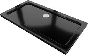 Mexen Flat brodzik prostokątny slim 140 x 70 cm, czarny, syfon chrom - 40707014