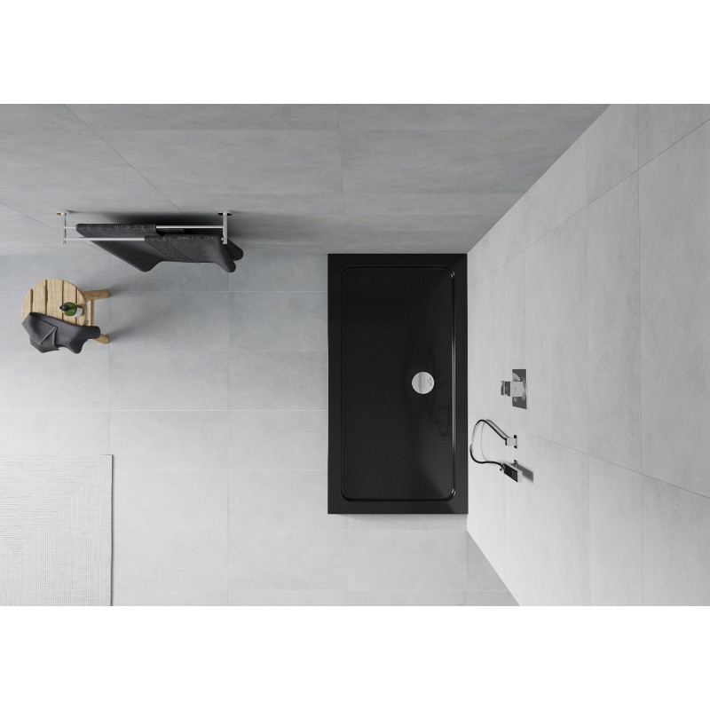 Mexen Flat brodzik prostokątny slim 120 x 70 cm, czarny, syfon chrom - 40707012