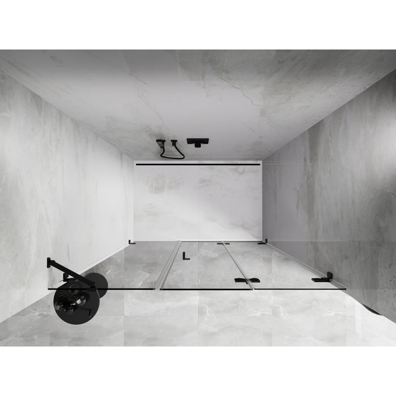 Mexen Lunar-F drzwi prysznicowe składane prawe 130 cm, transparent, czarne - 836S-130-050-70-00-P