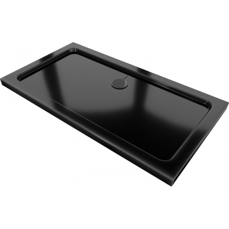 Mexen Flat brodzik prostokątny slim 140 x 70 cm, czarny, syfon czarny - 40707014B