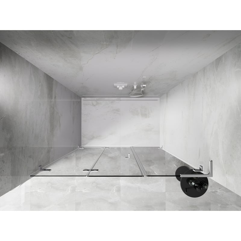 Mexen Lunar-F L drzwi prysznicowe składane lewe 140 cm, transparent, białe - 836SL-140-050-20-00-L