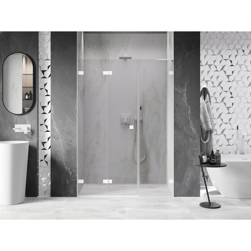 Mexen Lunar-F L drzwi prysznicowe składane lewe 150 cm, transparent, białe - 836SL-150-050-20-00-L
