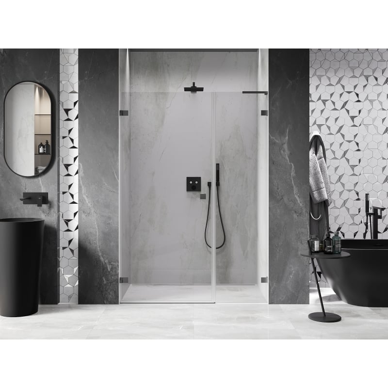 Mexen Lunar-B L drzwi prysznicowe uchylne lewe 125 cm, transparent, gun metal - 832SL-125-050-95-00-L