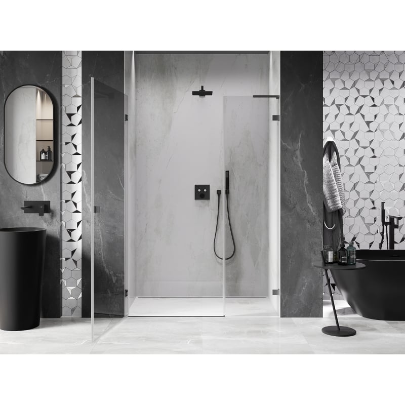 Mexen Lunar-B L drzwi prysznicowe uchylne lewe 125 cm, transparent, gun metal - 832SL-125-050-95-00-L