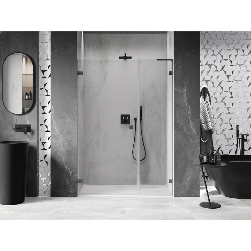 Mexen Lunar-B L drzwi prysznicowe uchylne lewe 150 cm, transparent, gun metal - 832SL-150-050-95-00-L