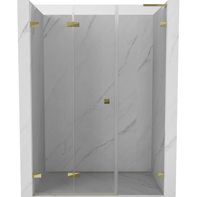 Mexen Lunar-F L drzwi prysznicowe składane lewe 130 cm, transparent, złote - 836SL-130-050-50-00-L