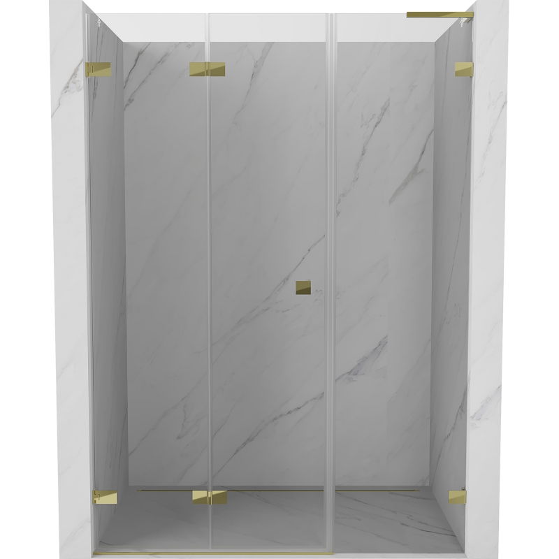 Mexen Lunar-F L drzwi prysznicowe składane lewe 140 cm, transparent, złote - 836SL-140-050-50-00-L