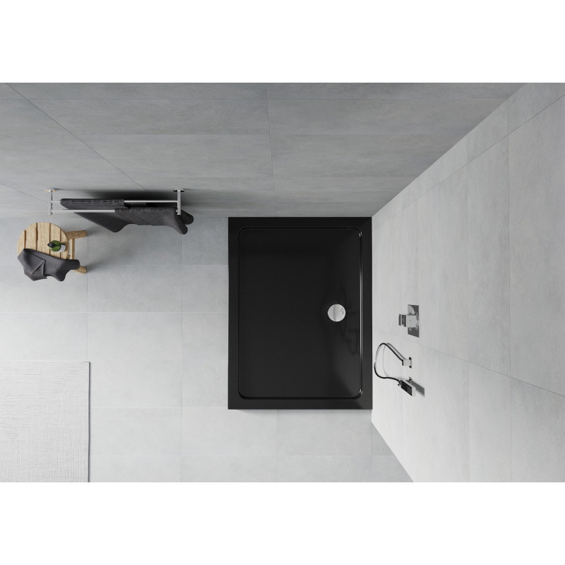 Mexen Flat brodzik prostokątny slim 130 x 90 cm, czarny, syfon chrom - 40709013