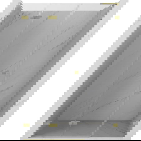 Mexen Lunar-F L drzwi prysznicowe składane lewe 130 cm, transparent, złote szczotkowane - 836SL-130-050-55-00-L