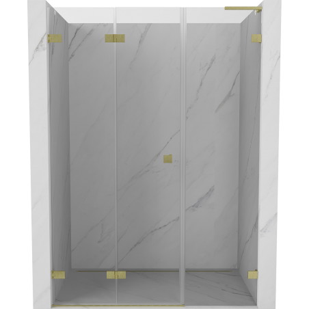 Mexen Lunar-F L drzwi prysznicowe składane lewe 135 cm, transparent, złote szczotkowane - 836SL-135-050-55-00-L