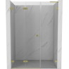 Mexen Lunar-F L drzwi prysznicowe składane lewe 135 cm, transparent, złote szczotkowane - 836SL-135-050-55-00-L