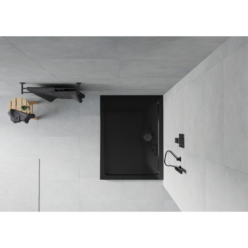 Mexen Flat brodzik prostokątny slim 130 x 90 cm, czarny, syfon czarny - 40709013B
