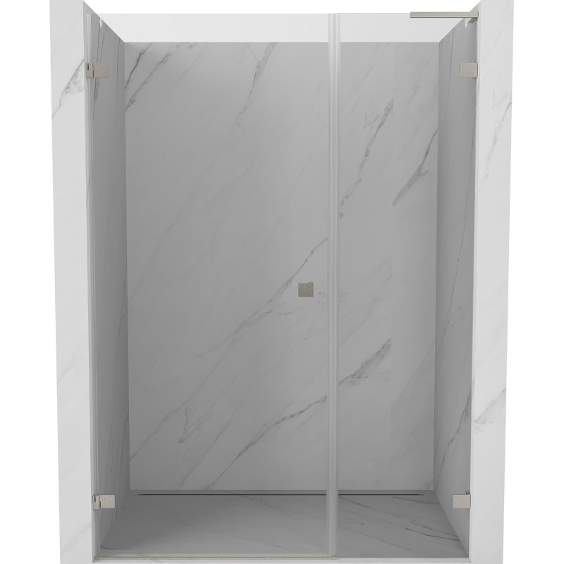 Mexen Lunar-B L drzwi prysznicowe uchylne lewe 145 cm, transparent, nikiel szczotkowany - 832SL-145-050-97-00-L