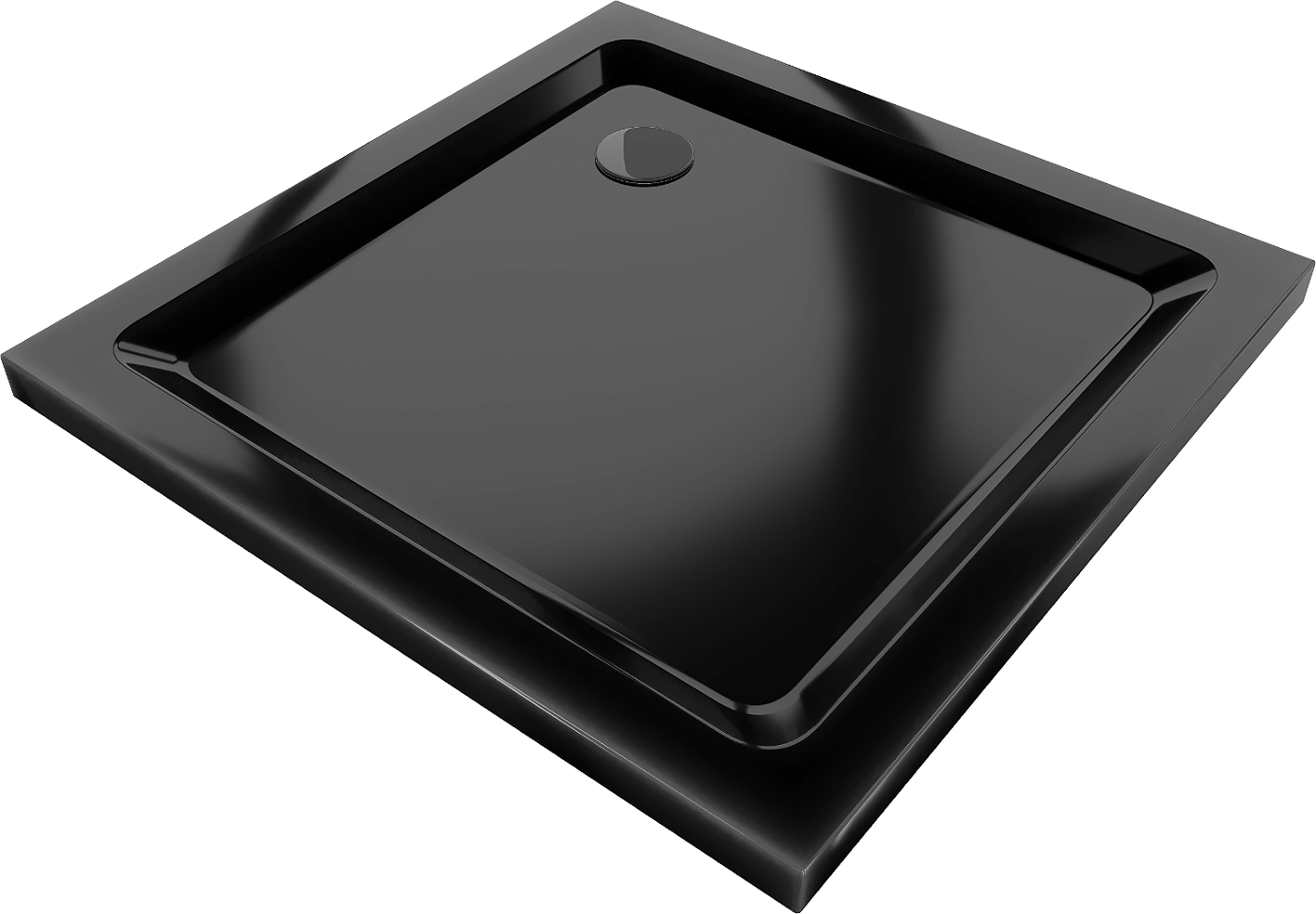 Mexen Flat brodzik kwadratowy slim 100 x 100 cm, czarny, syfon czarny - 40701010B
