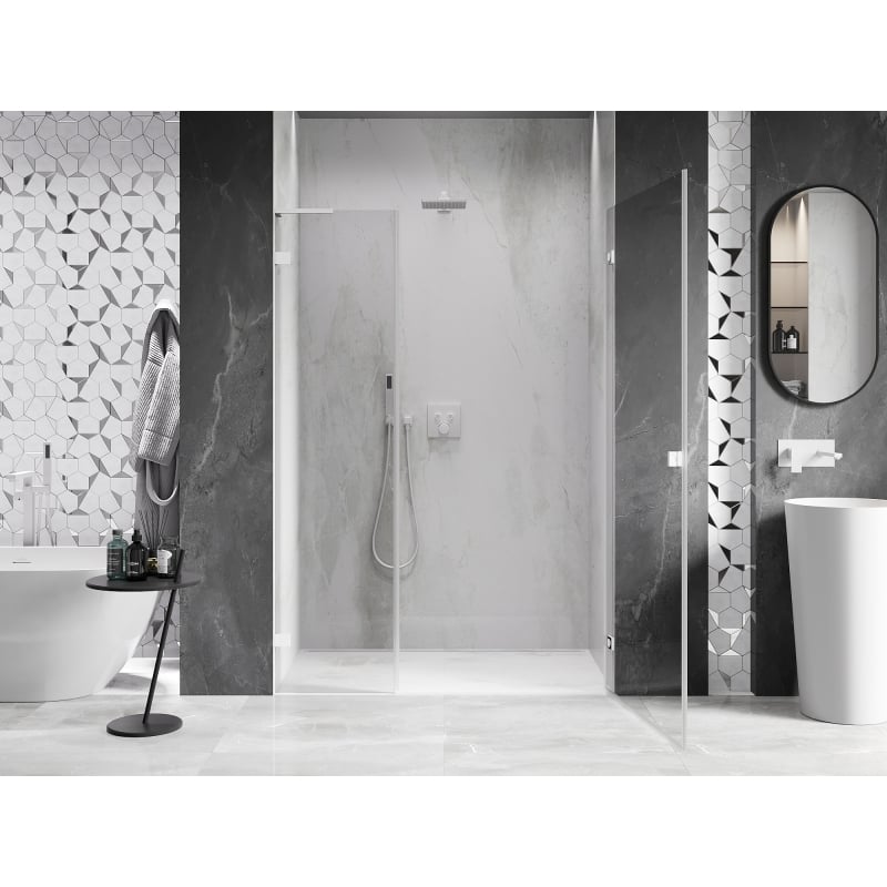 Mexen Lunar-B L drzwi prysznicowe uchylne prawe 110 cm, transparent, białe - 832SL-110-050-20-00-P
