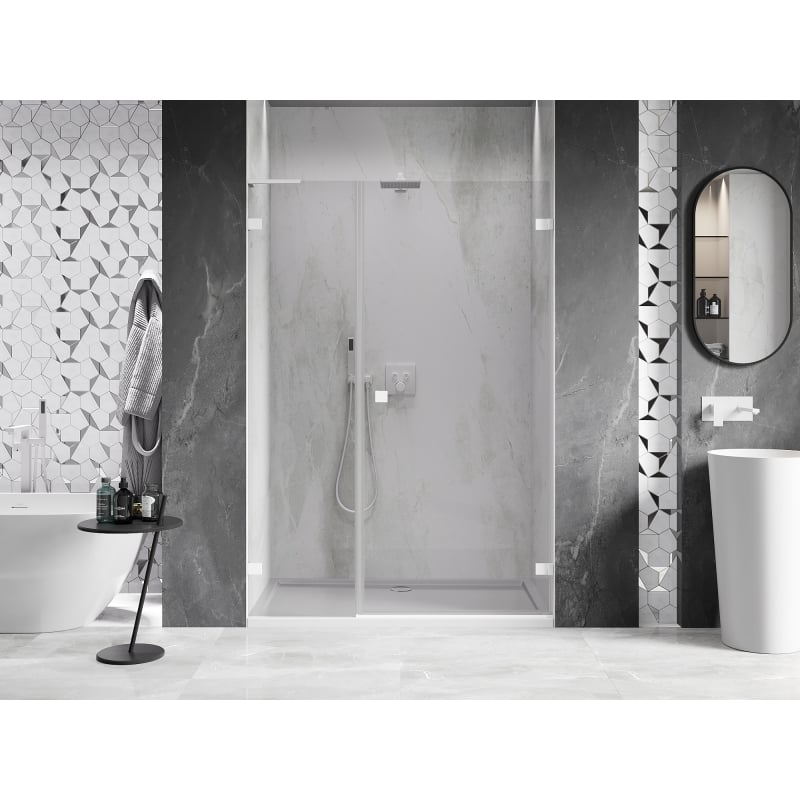 Mexen Lunar-B L drzwi prysznicowe uchylne prawe 110 cm, transparent, białe - 832SL-110-050-20-00-P
