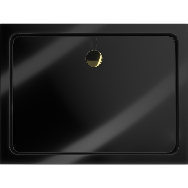 Mexen Flat brodzik prostokątny slim 110 x 100 cm, czarny, syfon złoty - 40701011G