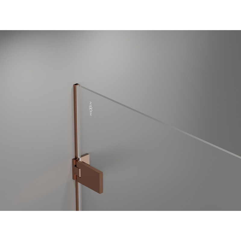 Mexen Lunar-F L drzwi prysznicowe składane lewe 140 cm, transparent, różowe złoto - 836SL-140-050-60-00-L
