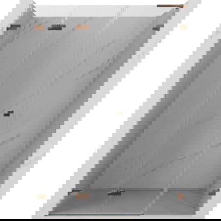 Mexen Lunar-F L drzwi prysznicowe składane lewe 140 cm, transparent, różowe złoto - 836SL-140-050-60-00-L