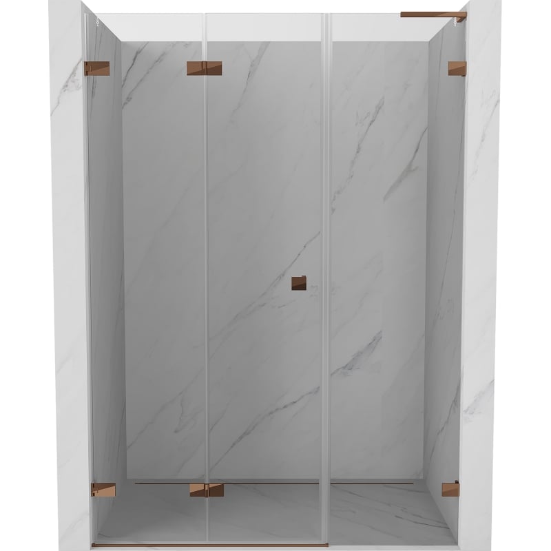 Mexen Lunar-F L drzwi prysznicowe składane lewe 150 cm, transparent, różowe złoto - 836SL-150-050-60-00-L