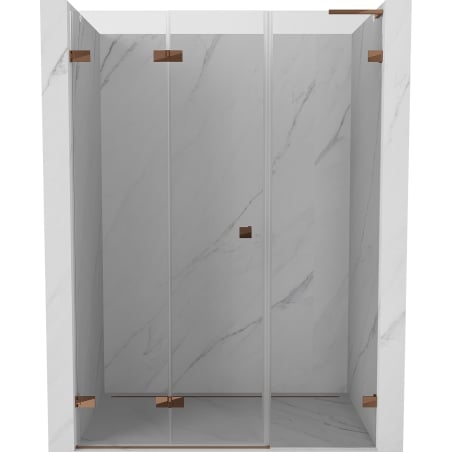 Mexen Lunar-F L drzwi prysznicowe składane lewe 150 cm, transparent, różowe złoto - 836SL-150-050-60-00-L