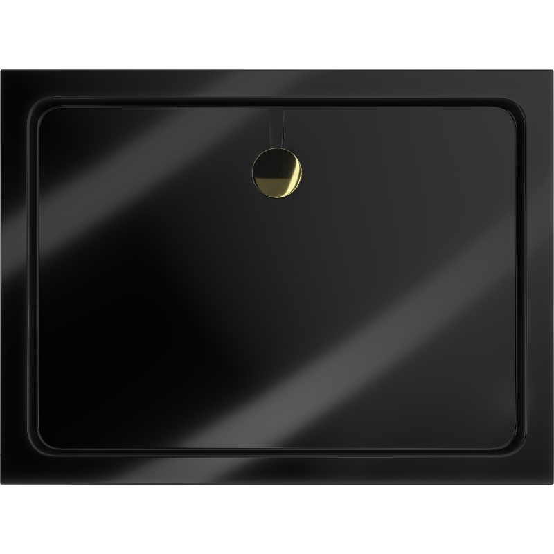 Mexen Flat brodzik prostokątny slim 140 x 100 cm, czarny, syfon złoty - 40701014G