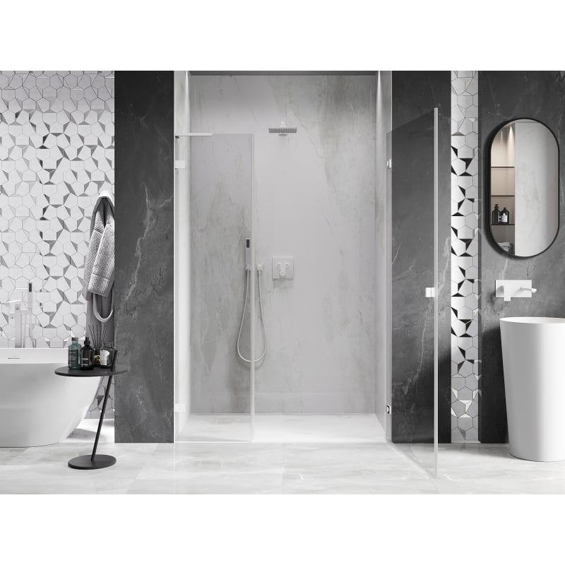 Mexen Lunar-B L drzwi prysznicowe uchylne prawe 130 cm, transparent, białe - 832SL-130-050-20-00-P