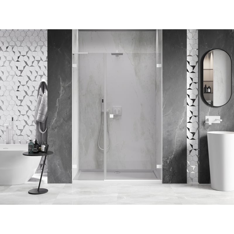 Mexen Lunar-B L drzwi prysznicowe uchylne prawe 130 cm, transparent, białe - 832SL-130-050-20-00-P