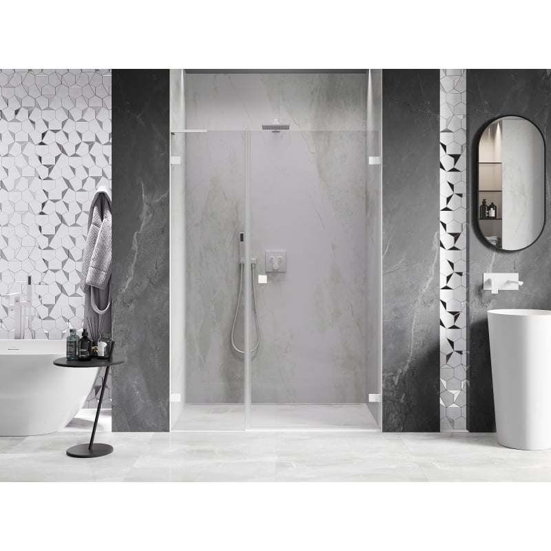 Mexen Lunar-B L drzwi prysznicowe uchylne prawe 140 cm, transparent, białe - 832SL-140-050-20-00-P