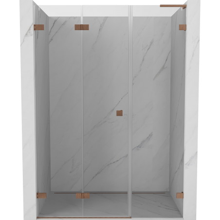 Mexen Lunar-F L drzwi prysznicowe składane lewe 115 cm, transparent, miedź szczotkowana - 836SL-115-050-65-00-L