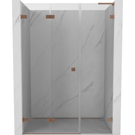 Mexen Lunar-F L drzwi prysznicowe składane lewe 130 cm, transparent, miedź szczotkowana - 836SL-130-050-65-00-L