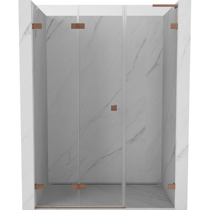 Mexen Lunar-F L drzwi prysznicowe składane lewe 145 cm, transparent, miedź szczotkowana - 836SL-145-050-65-00-L