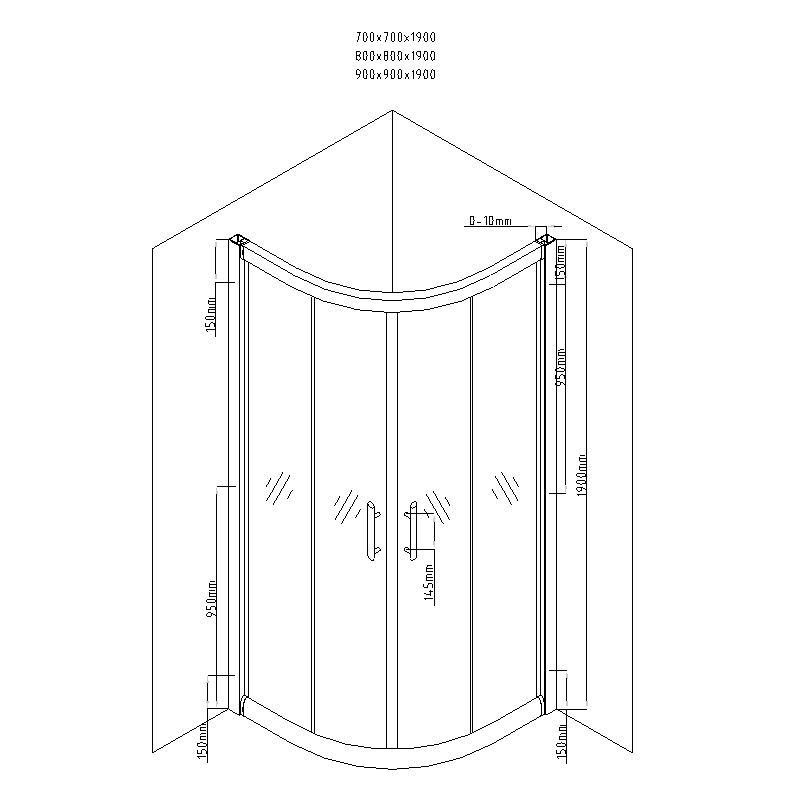 Mexen Rio kabina prysznicowa półokrągła 90 x 90 cm, czarne pasy, czarna + brodzik Rio, biały - 863-090-090-70-20-4710