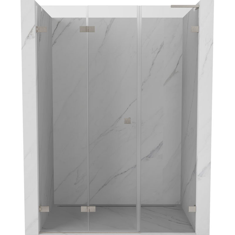 Mexen Lunar-F L drzwi prysznicowe składane lewe 145 cm, transparent, nikiel szczotkowany - 836SL-145-050-97-00-L